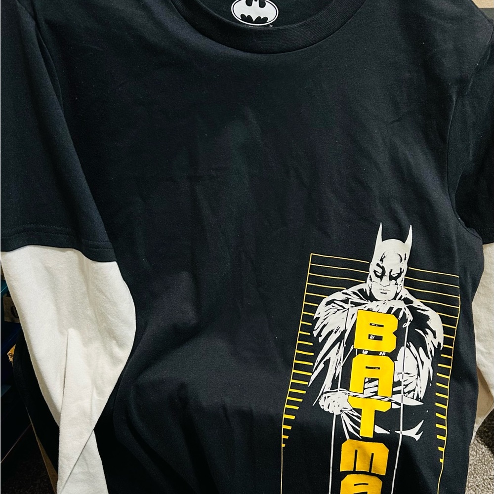 DC Comics Batman Black and White Long Sleeve Tee